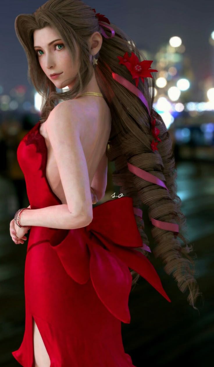 aerith gainsborough cosplay - flashing a trucker anal cute porn