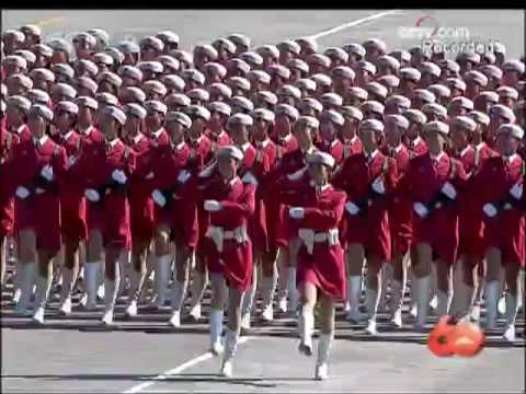 chinese girl dancing in military uniform - bottomless embarrassed feet up bj