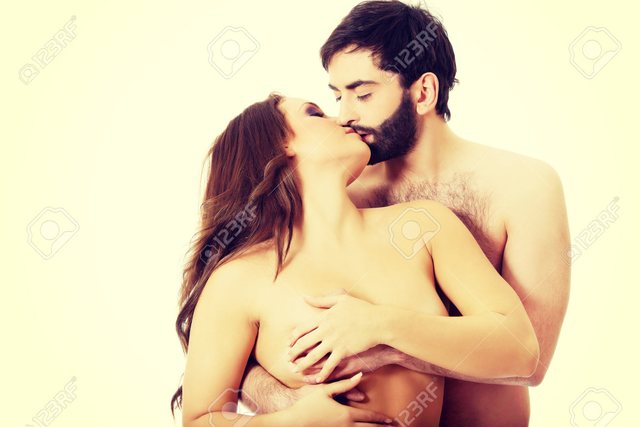 guy kissing breast