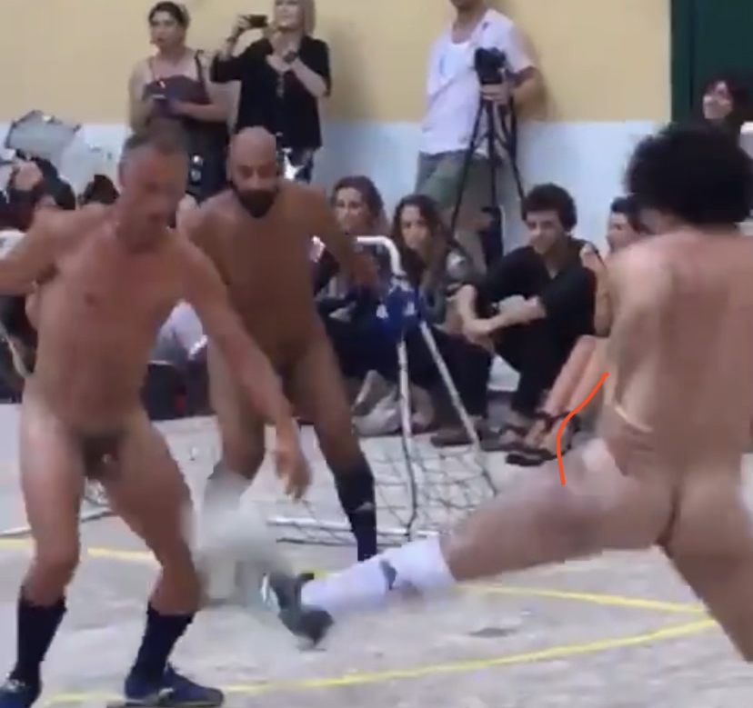 playing football naked